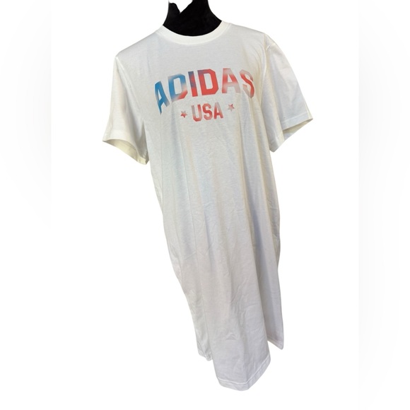 Adidas USA Graphic basic dress in White with Red and Blue Size Large - Picture 1 of 6